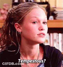 Close Up Of Woman Face Saying Tempestous GIF