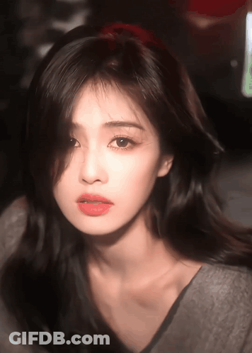 Close Up Of Woman Face With Red Lips GIF