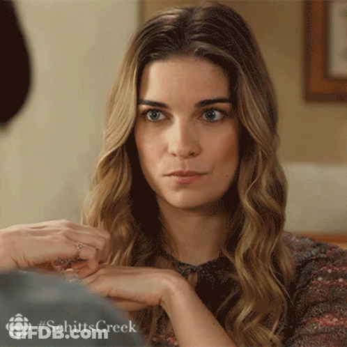 Close Up Of Woman Face With Schitts Creek GIF