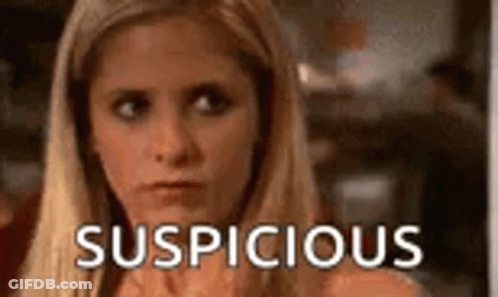 Close Up Of Woman Face With Suspicious GIF