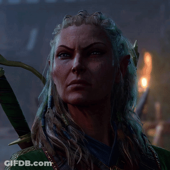 Close Up Of Woman Face With Sword Behind Ear GIF