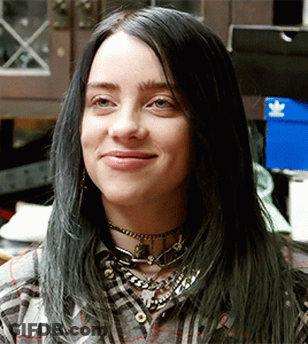 Close Up Of Woman In Plaid Shirt And Choker Necklace GIF