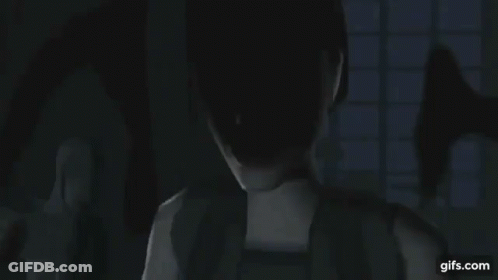 Close Up Of Woman's Face In Video Game Dark Room GIF