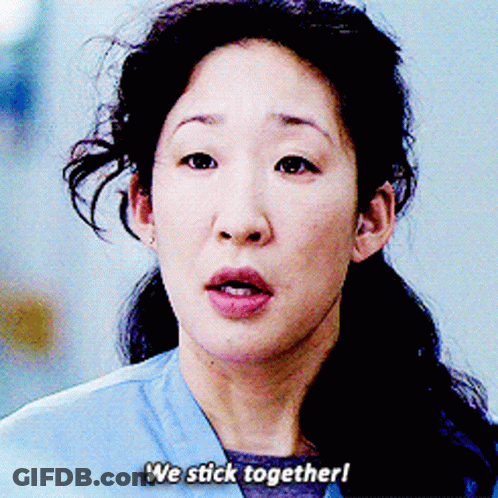 Close Up Of Woman's Face With Caption We Stick Together GIF