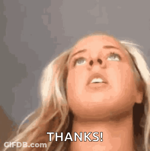 Close Up Of Woman's Face With Thanks Written On It GIF