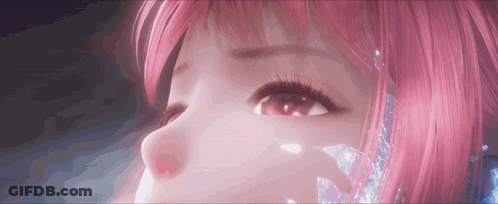 Close Up Of Woman With Pink Hair GIF