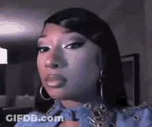 Close Up Of Woman With Serious Look GIF