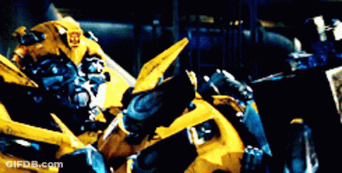 Close Up Of Yellow And Blue Robot GIF