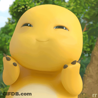 Close Up Of Yellow Cartoon Character With RR GIF