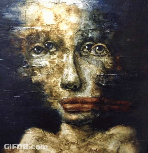 Close Up Painting Of Face With Red Lip GIF