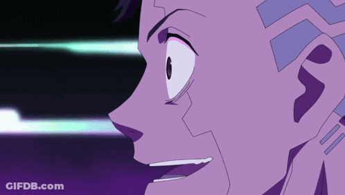 Close Up Person Face Purple Blue Background GIF