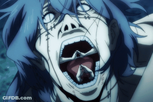 Close Up Person Face With Mouth Open White Eyes GIF