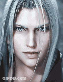Close Up Person With Gray Hair And Blue Eyes GIF