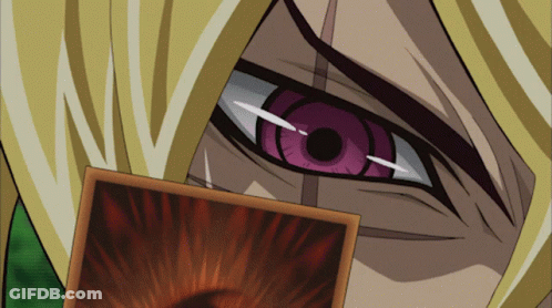 Close-Up Person With Purple Eyes Holding Card GIF