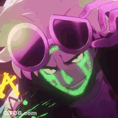 Close Up Person With Sunglasses And Green Glow GIF