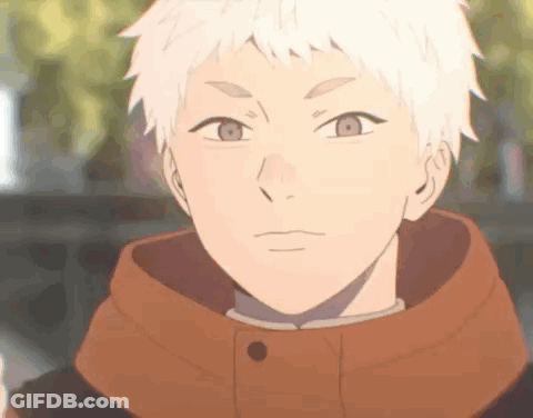 Close Up Person With White Hair And Scarf GIF