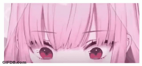 Close Up Pink Anime Girl Red Eyes GIF