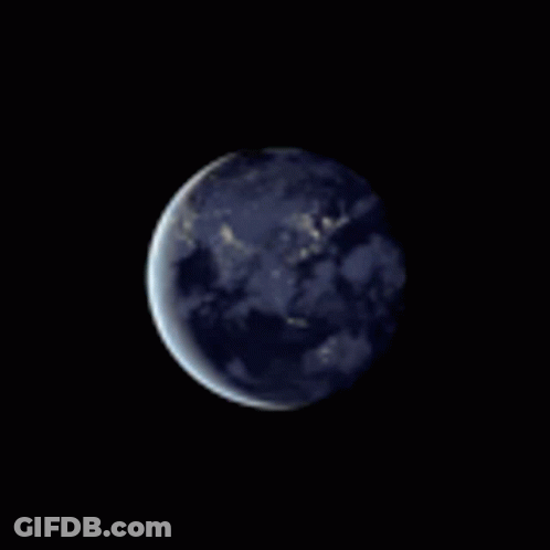 Close Up Planet Earth In Night Sky GIF