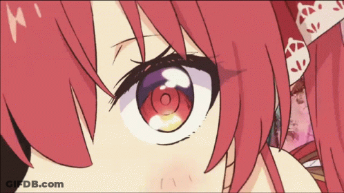 Close Up Red Haired Anime Girl Eyes With Circle GIF