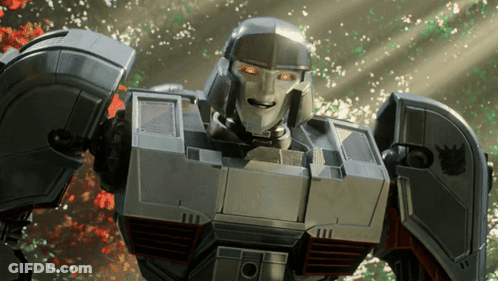 Close Up Robot With Red Eyes And Smile GIF