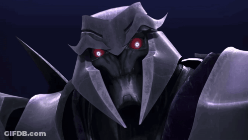 Close Up Robot With Red Eyes Purple Background GIF