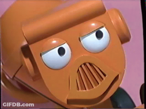 Close Up Serious Robot Face GIF