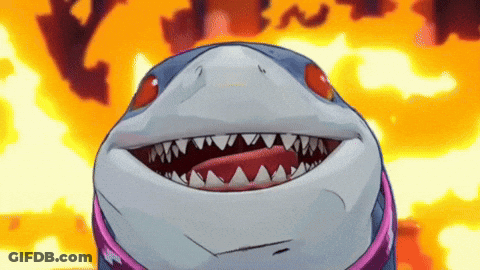 Close Up Shark With Open Mouth And Red Eyes GIF
