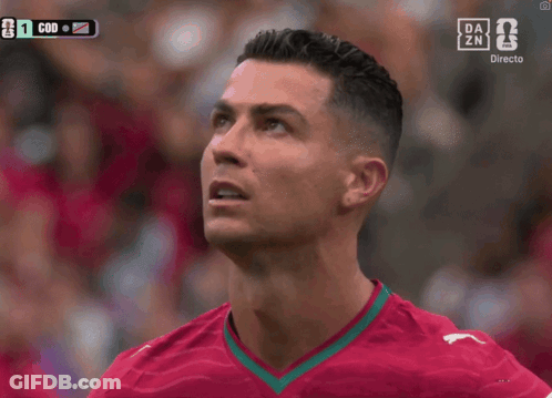 Close Up Soccer Player Face With DAZN Logo GIF
