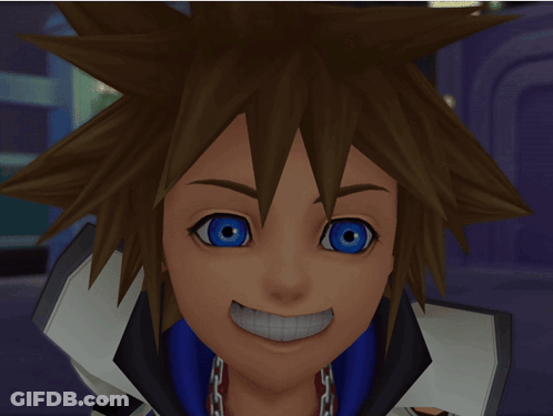 Close Up Sora From Kingdom Hearts Surprised GIF