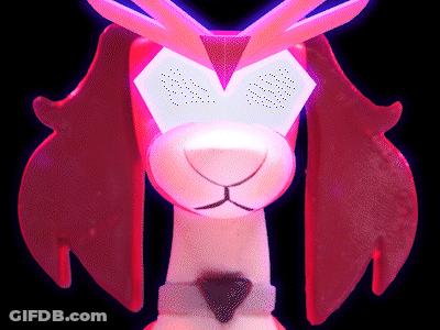 Close-Up Toy Dog With Glowing Eyes GIF