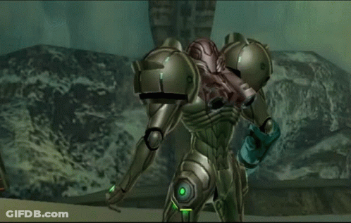 Close Up Video Game Character Head With Circle GIF