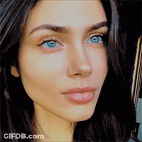 Close Up Woman Blue Eyes Brown Hair GIF