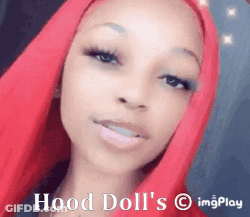 Close Up Woman Face Saying Hood Doll GIF