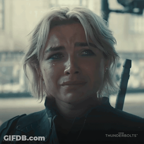 Close Up Woman Face Thunderbolts Text GIF