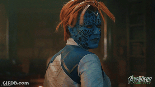 Close Up Woman Face With Avengers GIF