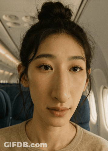 Close Up Woman Face With Bun GIF