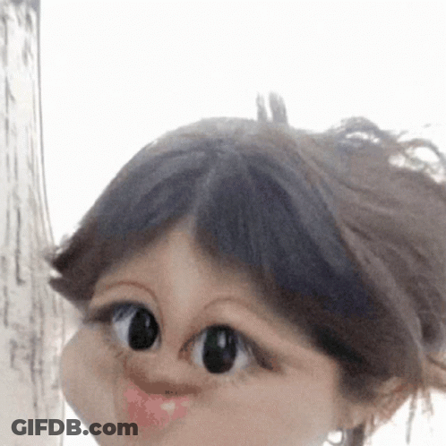 Close Up Woman Face With Cartoon Face GIF