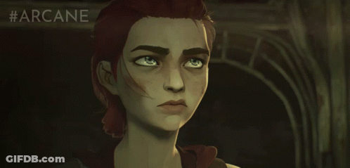 Close Up Woman Face With Words #Arcane GIF