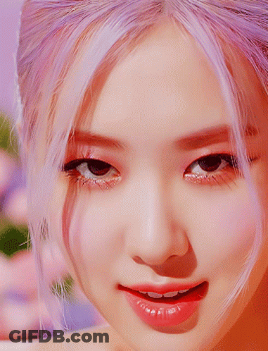 Close-Up Woman Purple Hair Red Lipstick GIF