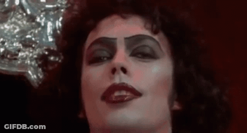 Close Up Woman Red Lipstick Black Eyebrows GIF