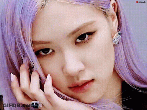 Close Up Woman With Purple Hair GIF