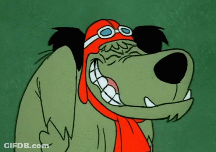 Closed Eyes Muttley Dog Laughing GIF