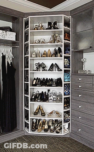 Closet With Lots Of Shoes And Dresses GIF