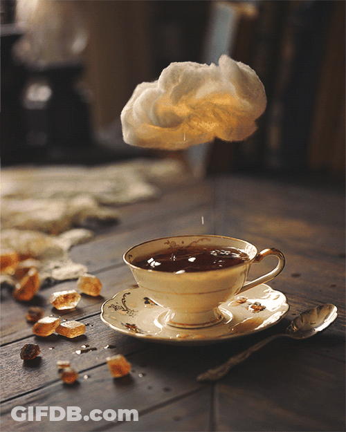 Cloud Dripping To Tea Cup GIF