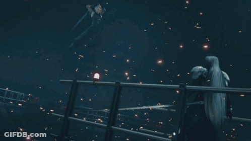 Cloud Strife And Sephiroth Are Fighting With Swords GIF