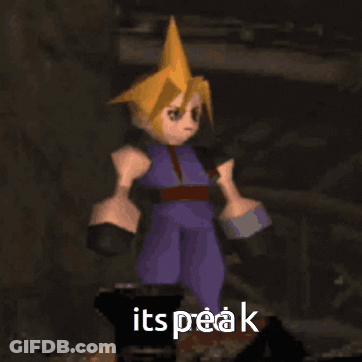 Cloud Strife From Final Fantasy Is Standing In A Dark Room GIF