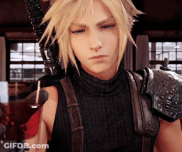 Cloud Strife Offering Drink GIF