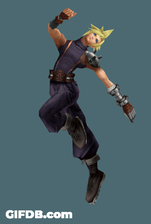 Cloud Strife Skipping GIF