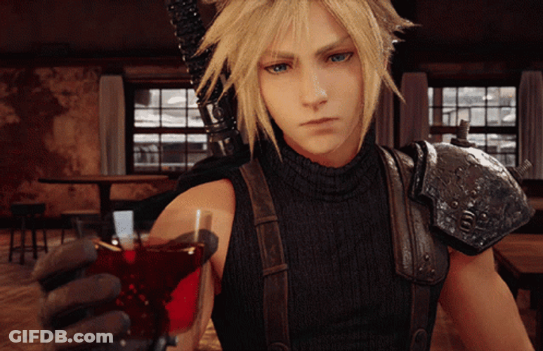 Cloud Strife Toss Glass Wine GIF