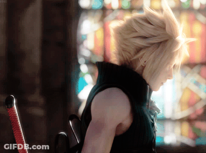 Cloud Strife Walking Melancholicly GIF